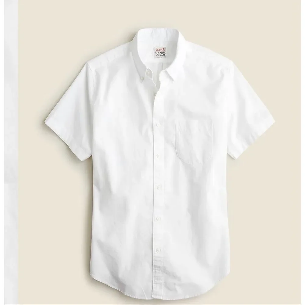 J. Crew short-sleeve Broken-in organic cotton oxford shirt in White NWT size S